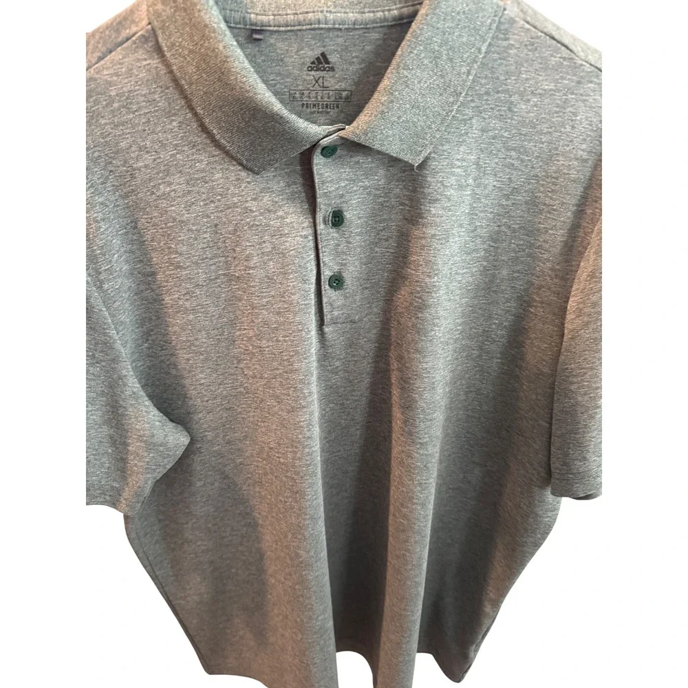 Adidas Mens Primegreen Polo Shirt XL Heathered Grey Short Sleeve Golf Top